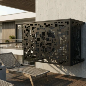 Cache climatiseur extérieur fixation murale, motif Pixel-1