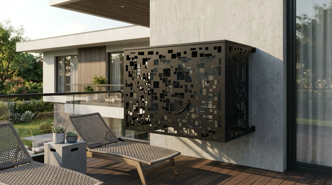 Cache climatiseur extérieur fixation murale, motif Pixel-1