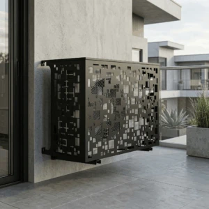 Cache climatiseur extérieur fixation murale, motif Pixel-2