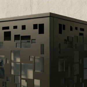 Cache climatiseur extérieur fixation murale, motif Pixel-3