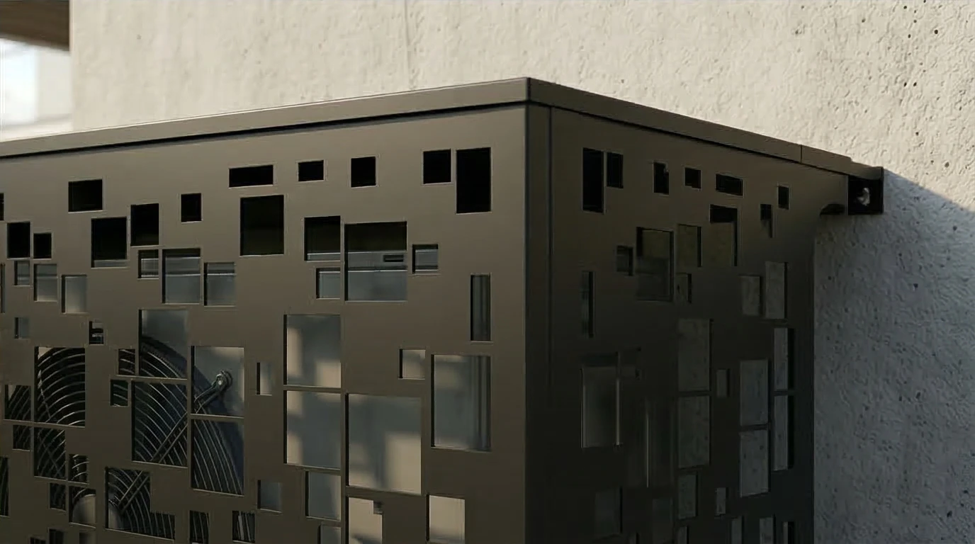 Cache climatiseur extérieur fixation murale, motif Pixel-3