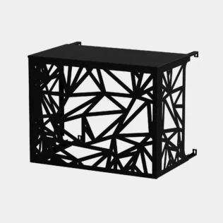 Cache climatiseur extérieur fixation murale au motif Éclat, finition noir profond.