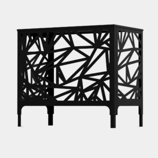 Cache climatiseur extérieur fixation murale au motif Éclat, finition noir profond.