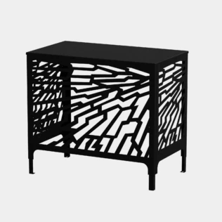 Cache climatiseur extérieur fixation murale au motif Écorce, finition noir profond.