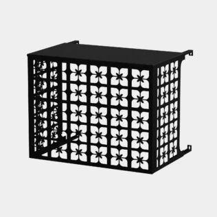 Cache climatiseur extérieur fixation murale au motif Faïence, finition noir profond.