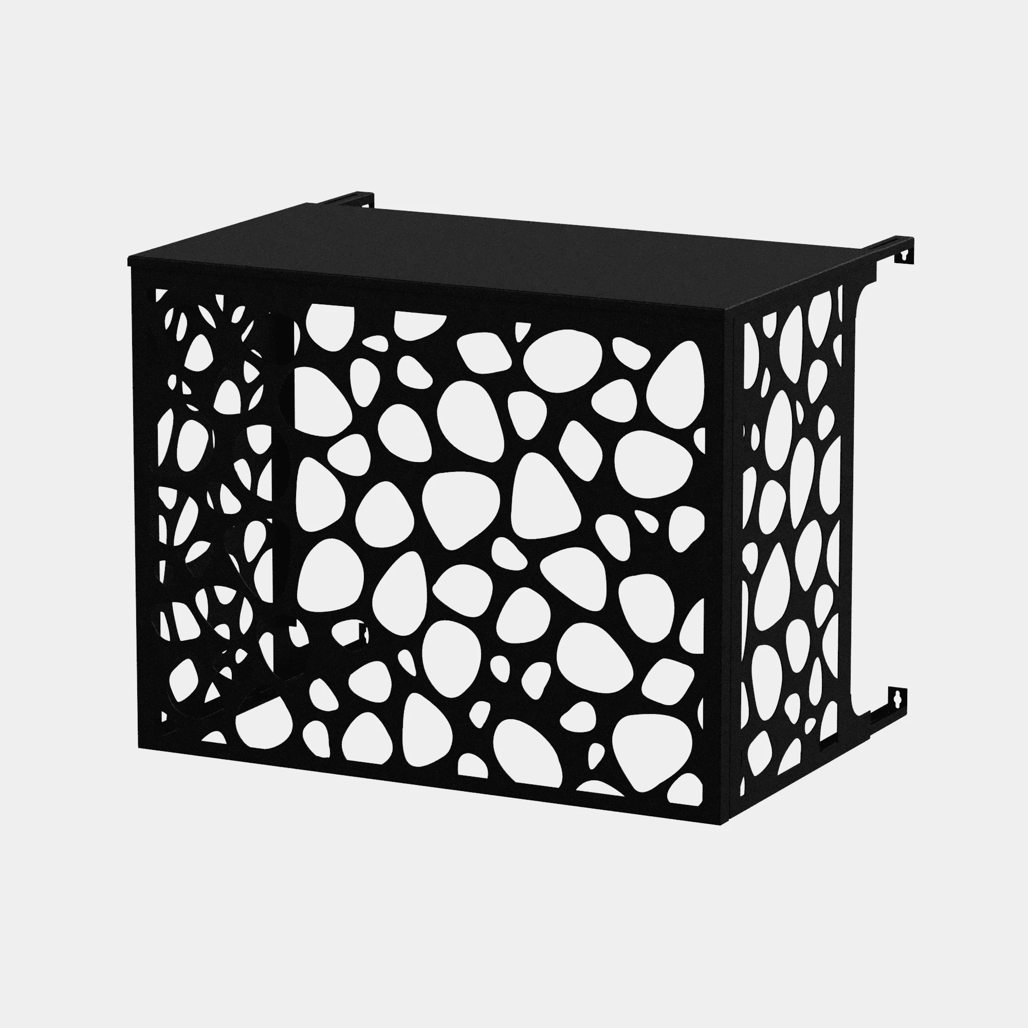 Cache climatiseur extérieur fixation murale au motif Galeo, finition noir profond.