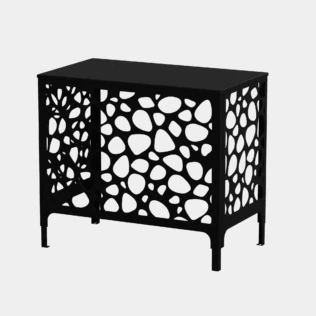 Cache climatiseur extérieur fixation murale au motif Galeo, finition noir profond.