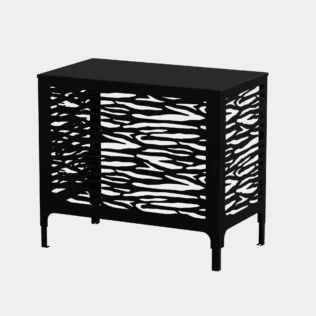 Cache climatiseur extérieur fixation murale au motif Jungle, finition noir profond.