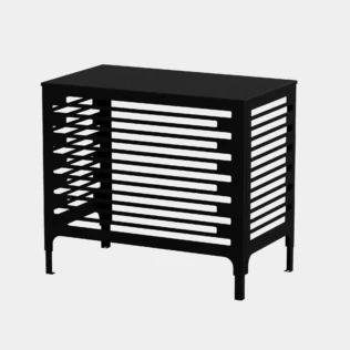 Cache climatiseur extérieur fixation murale au motif Linéaris, finition noir profond.