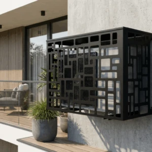 Cache climatiseur extérieur fixation murale, motif Modulo-1