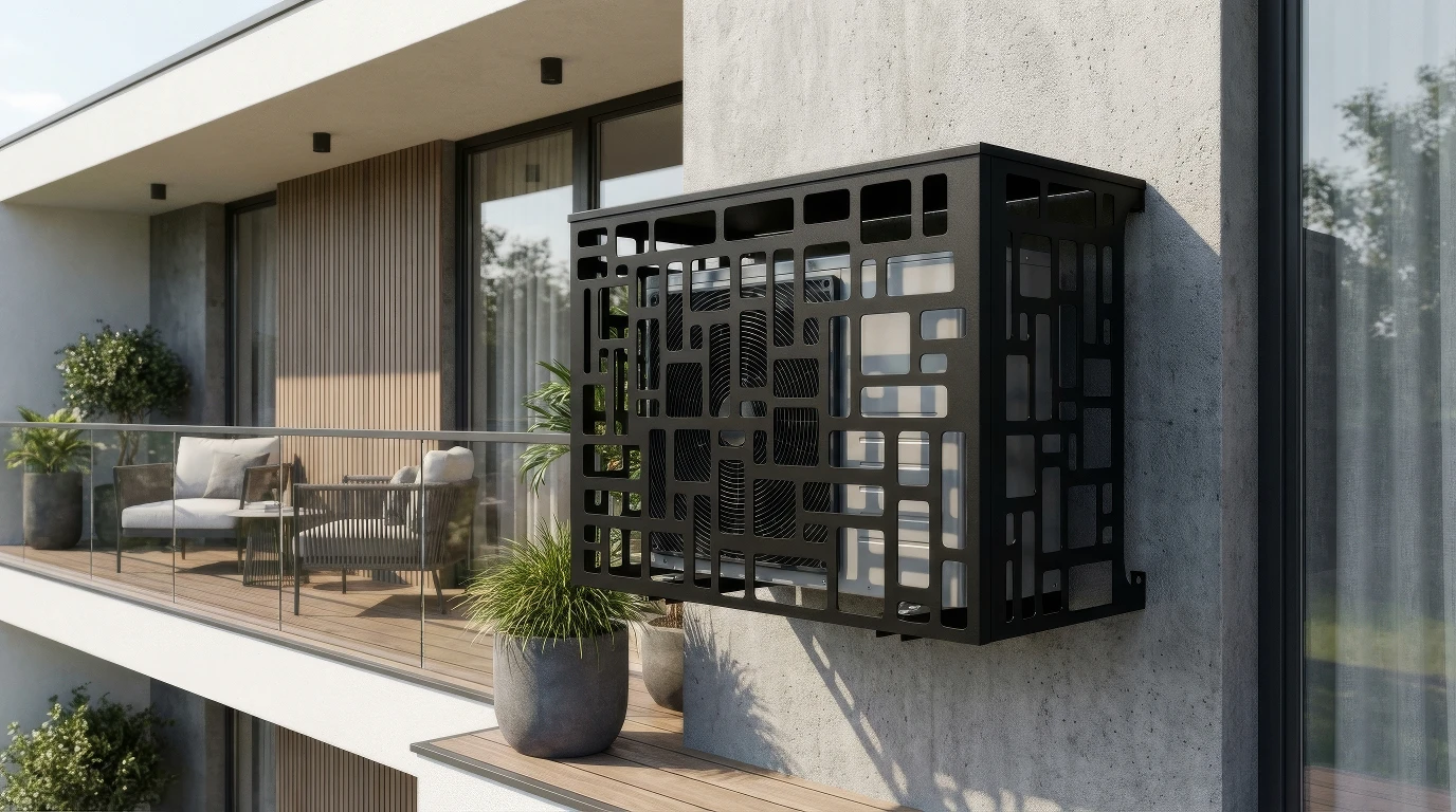 Cache climatiseur extérieur fixation murale, motif Modulo-1