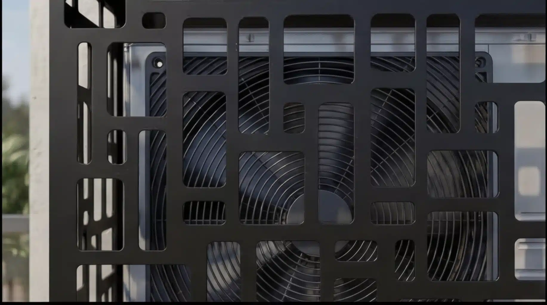 Cache climatiseur extérieur fixation murale, motif Modulo-2