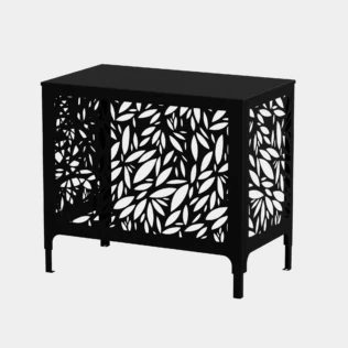 Cache climatiseur extérieur fixation murale au motif Olivio, finition noir profond.