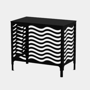 Cache climatiseur extérieur fixation murale au motif Onde, finition noir profond.