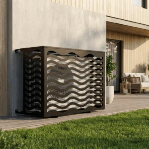 CCLIM-EXT-ONDE-N-MUR(1) Cache climatiseur extérieur fixation murale, motif Onde-1