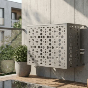 Cache climatiseur extérieur fixation murale, motif Orbia-1