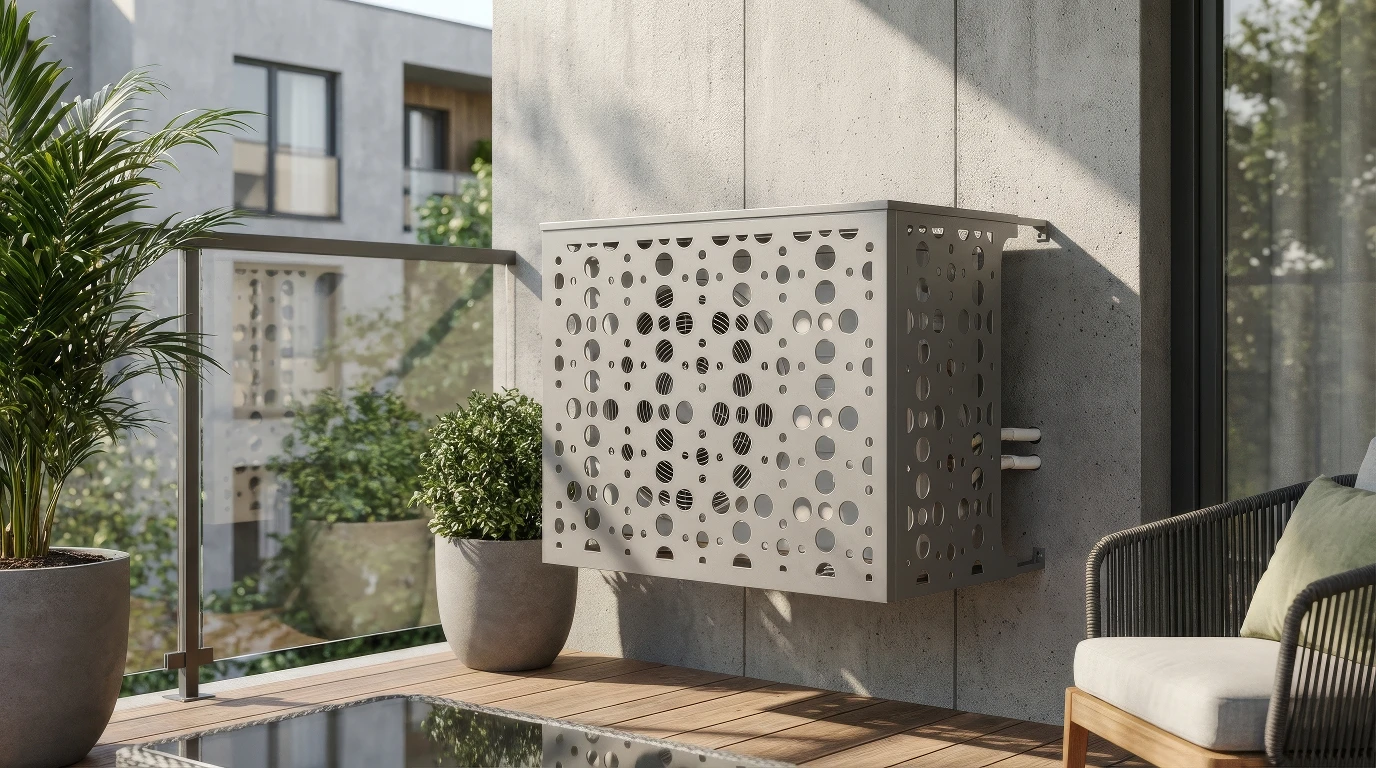 Cache climatiseur extérieur fixation murale, motif Orbia-1