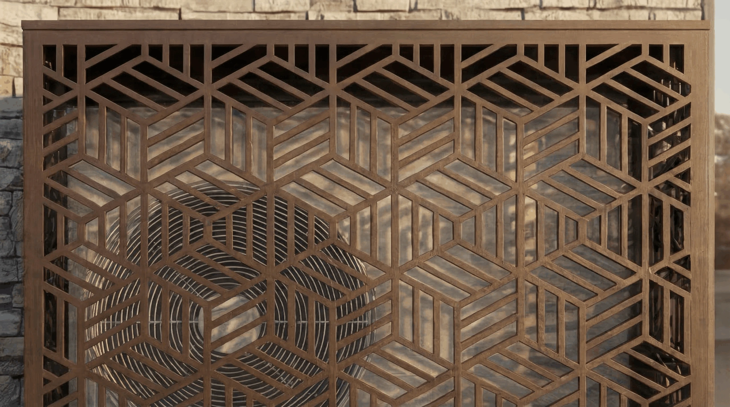 Cache climatiseur extérieur fixation murale, motif Origami-1