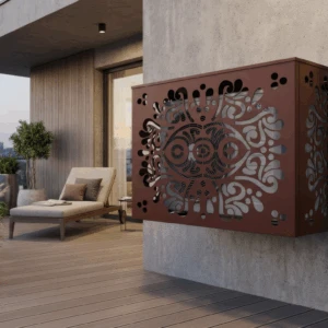 Cache climatiseur extérieur fixation murale, motif Palermo-2