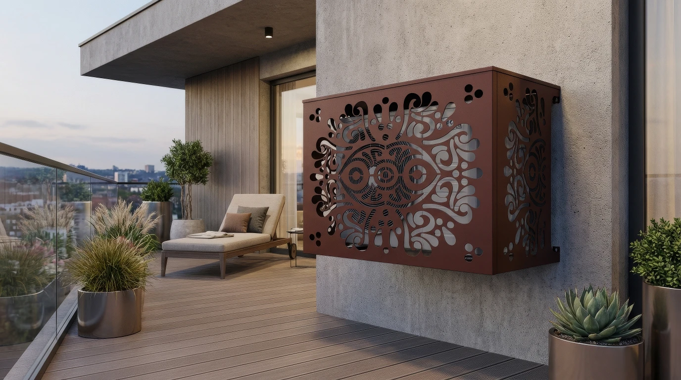 Cache climatiseur extérieur fixation murale, motif Palermo-2