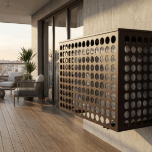 Cache climatiseur extérieur fixation murale, motif Perfora-1