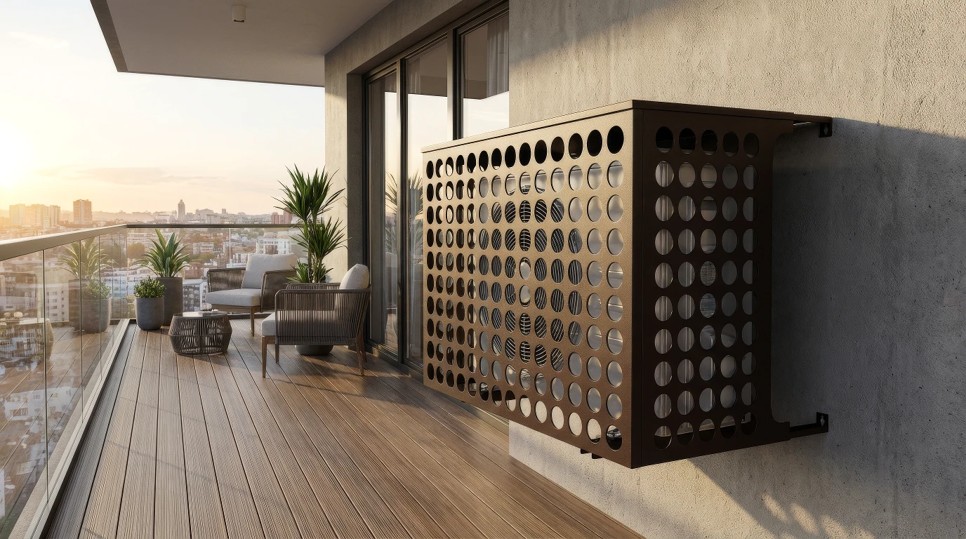 Cache climatiseur extérieur fixation murale, motif Perfora-1