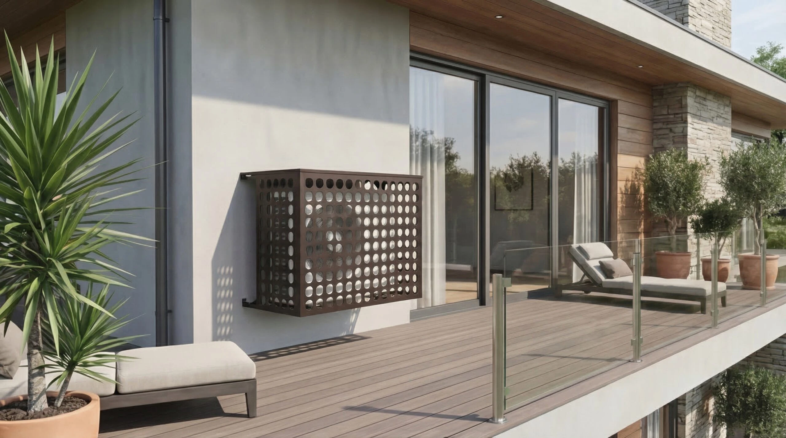 Cache climatiseur extérieur fixation murale, motif Perfora-2