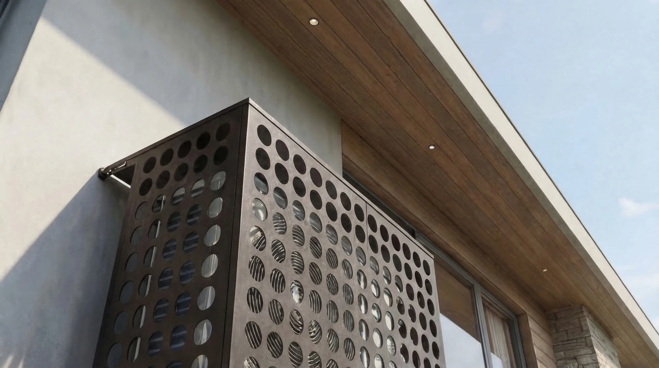 Cache climatiseur extérieur fixation murale, motif Perfora-3