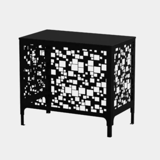 Cache climatiseur extérieur fixation murale au motif Pixel, finition noir profond.