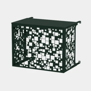 Cache climatiseur extérieur fixation murale au motif Pixel, finition vert mousse.