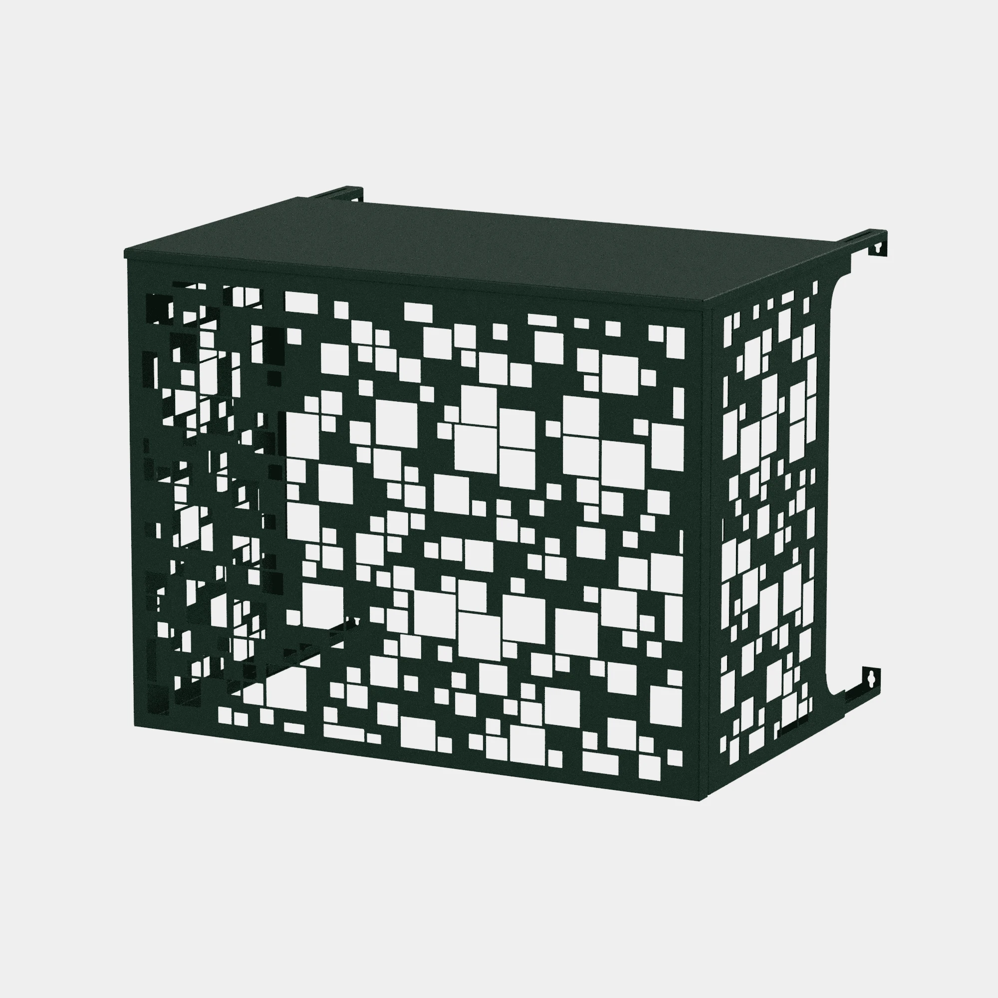 Cache climatiseur extérieur fixation murale au motif Pixel, finition vert mousse.