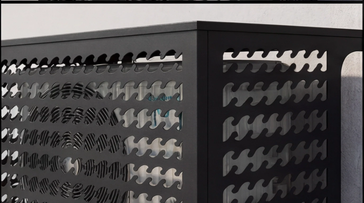 Cache climatiseur extérieur fixation murale, motif Poseidon-1