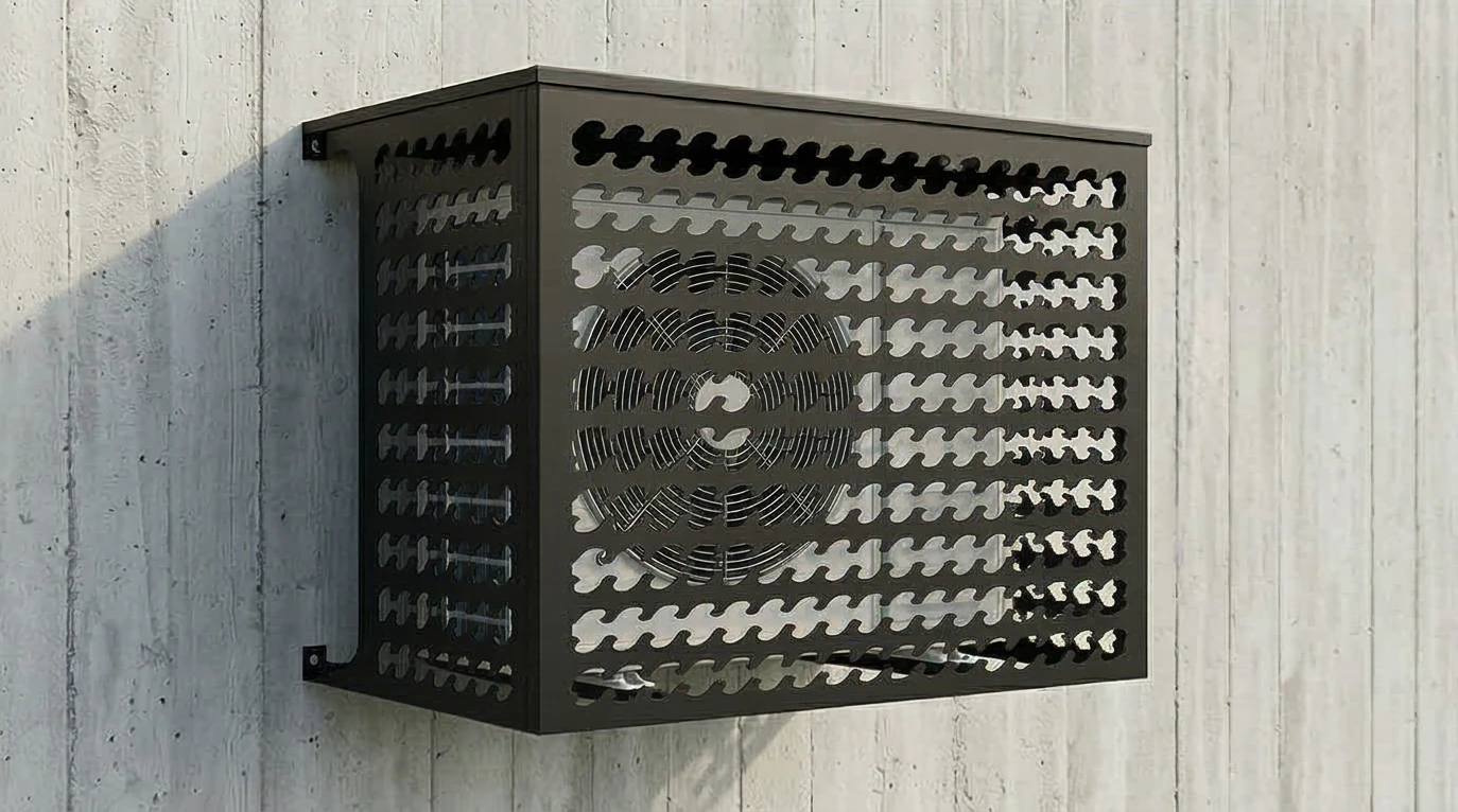 Cache climatiseur extérieur fixation murale, motif Poseidon-2