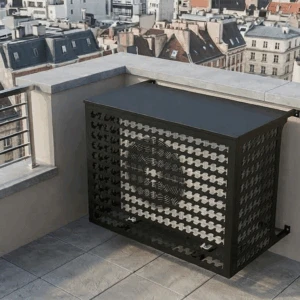 Cache climatiseur extérieur fixation murale, motif Poseidon-3