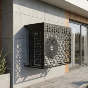 CCLIM-EXT-PRISME-G-MUR(1) Cache climatiseur extérieur fixation murale, motif Prisme-1