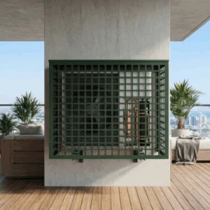 Cache climatiseur extérieur fixation murale, motif Quadria-3