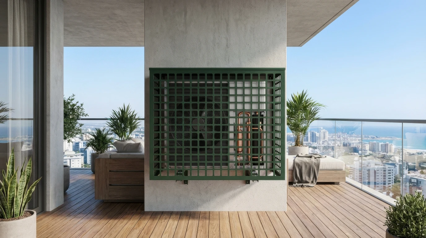 Cache climatiseur extérieur fixation murale, motif Quadria-3