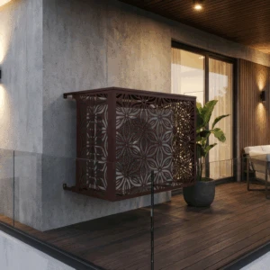 Cache climatiseur extérieur fixation murale, motif Riyah-1