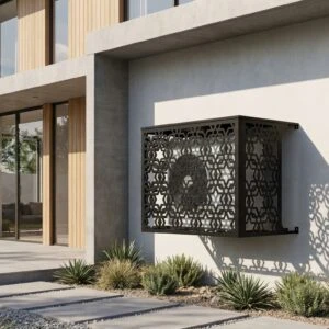 Cache climatiseur extérieur fixation murale, motif Samarah-1