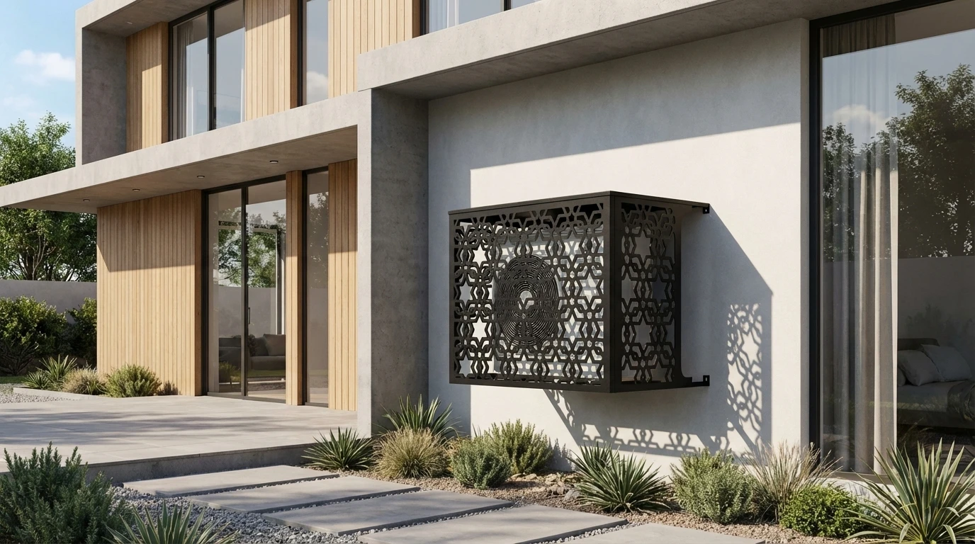 Cache climatiseur extérieur fixation murale, motif Samarah-1