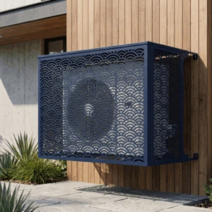 Cache climatiseur extérieur fixation murale, motif Seigaiha-1