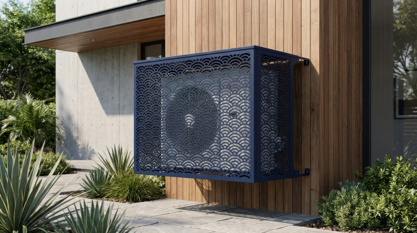 Cache climatiseur extérieur fixation murale, motif Seigaiha-1