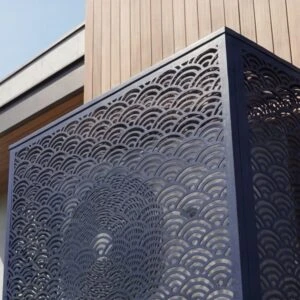 Cache climatiseur extérieur fixation murale, motif Seigaiha-2