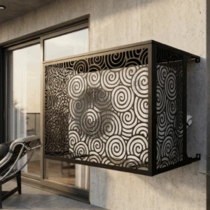 CCLIM-EXT-TATSUMAKI-N-MUR (1) Cache climatiseur extérieur fixation murale, motif Tatsumaki-1