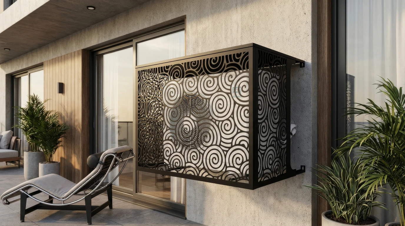 CCLIM-EXT-TATSUMAKI-N-MUR (1) Cache climatiseur extérieur fixation murale, motif Tatsumaki-1