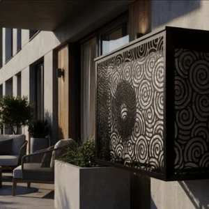 CCLIM-EXT-TATSUMAKI-N-MUR (2) Cache climatiseur extérieur fixation murale, motif Tatsumaki-2