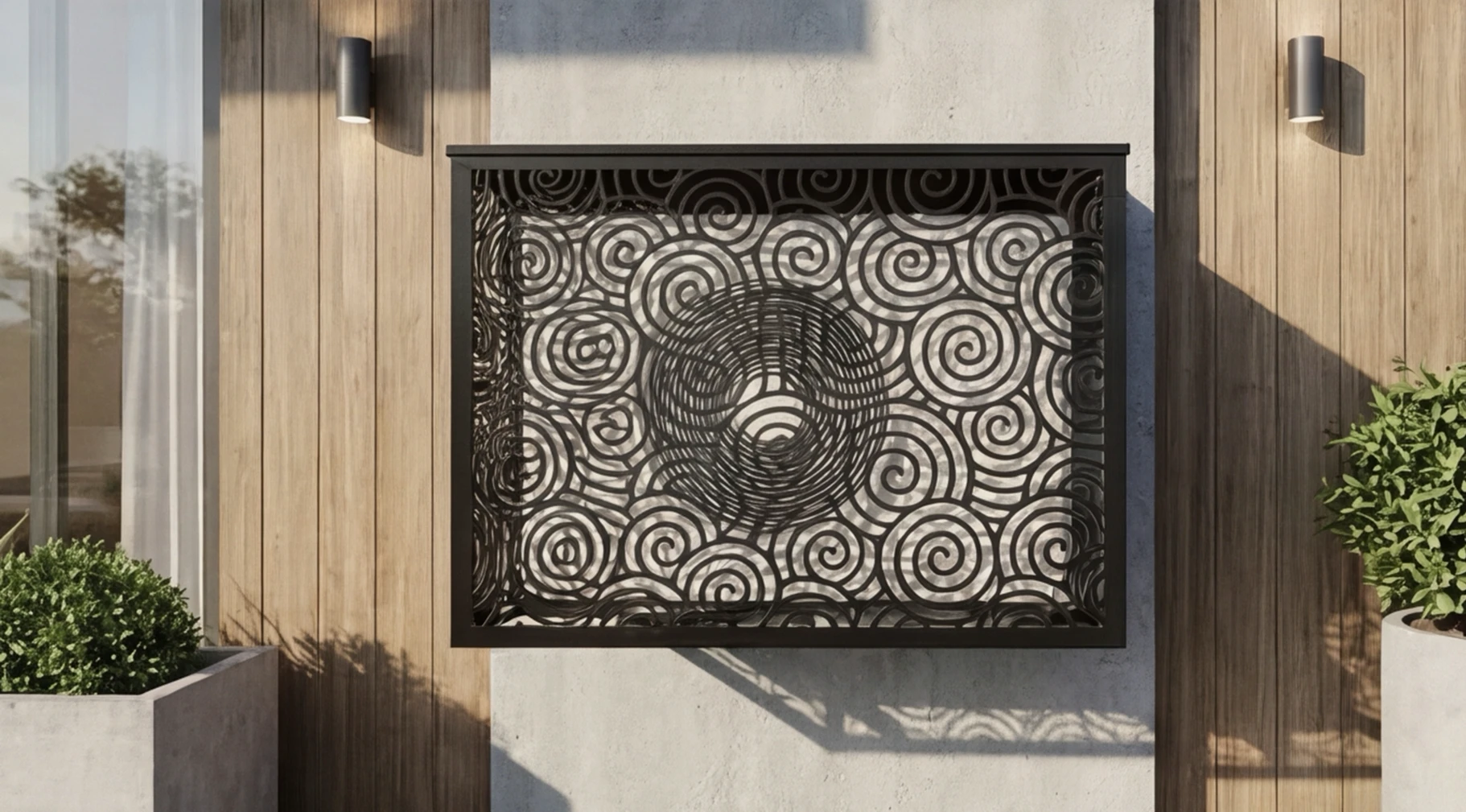 CCLIM-EXT-TATSUMAKI-N-MUR (3) Cache climatiseur extérieur fixation murale, motif Tatsumaki-3