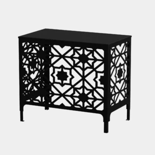 Cache climatiseur extérieur fixation murale au motif Tatsumaki, finition noir profond.