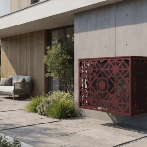 CCLIM-EXT-ZELLIGUE-R-MUR(1) Cache climatiseur extérieur fixation murale, motif Zelligue-1