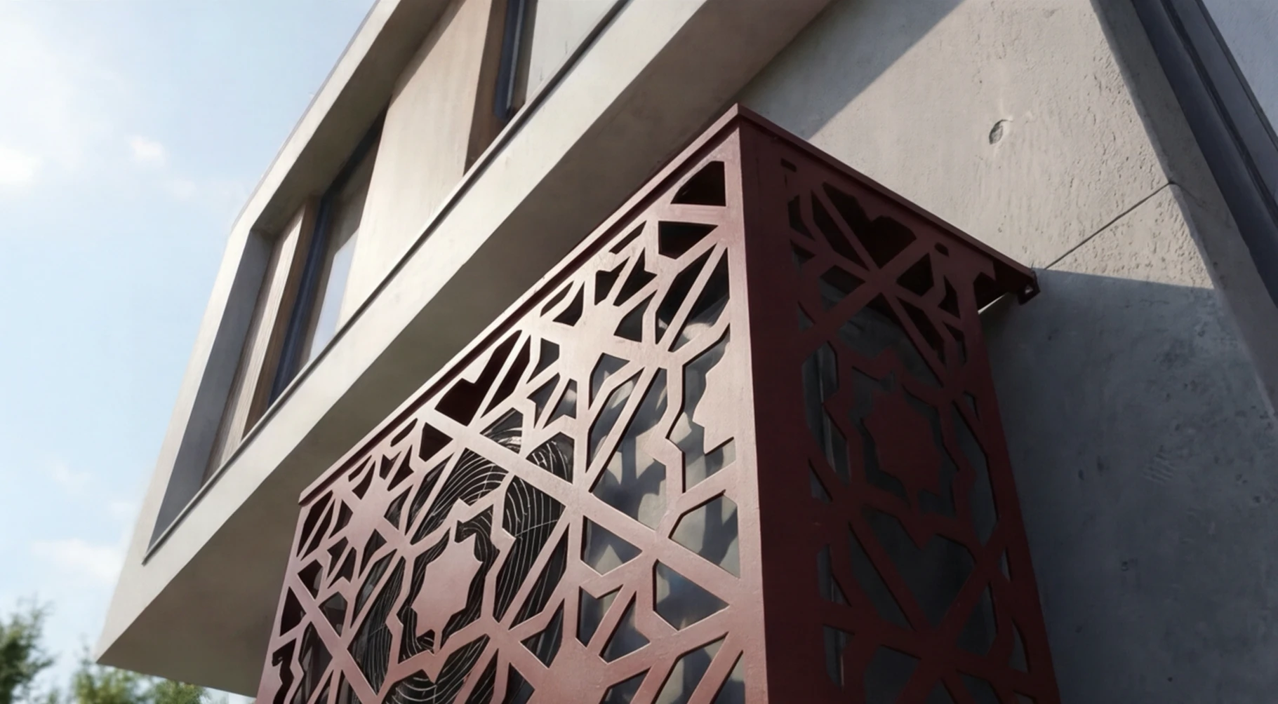 CCLIM-EXT-ZELLIGUE-R-MUR(2) Cache climatiseur extérieur fixation murale, motif Zelligue-2